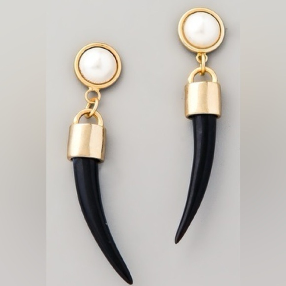 Pearl &‎ Tusk Gold Drop Earrings